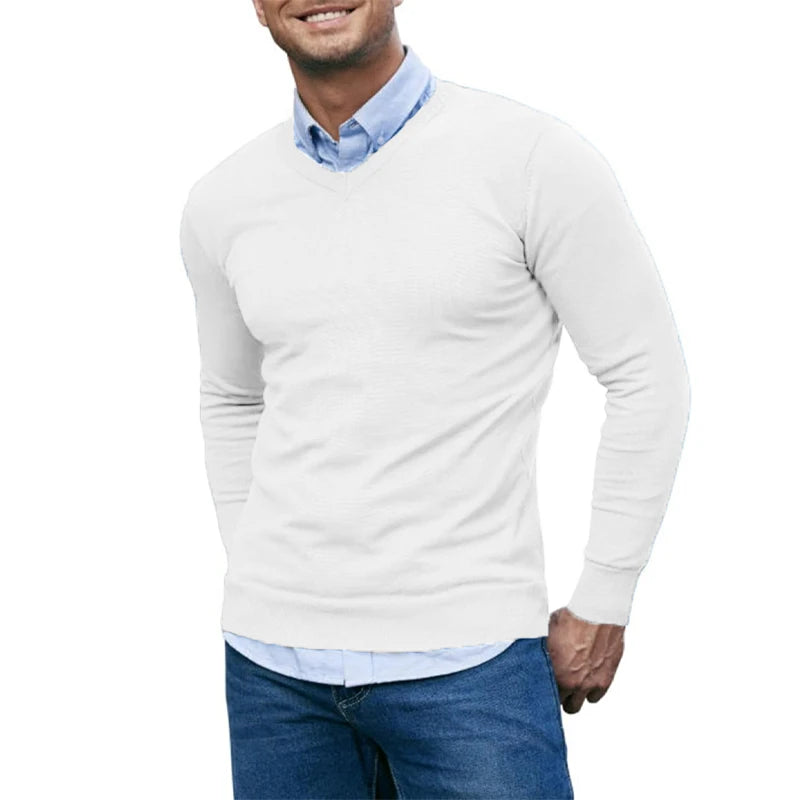 Slim V-Neck Knit Pullover