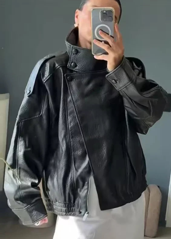 Black Faux Leather Moto Jacket