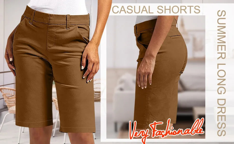 Trendy High Waist Chino Shorts