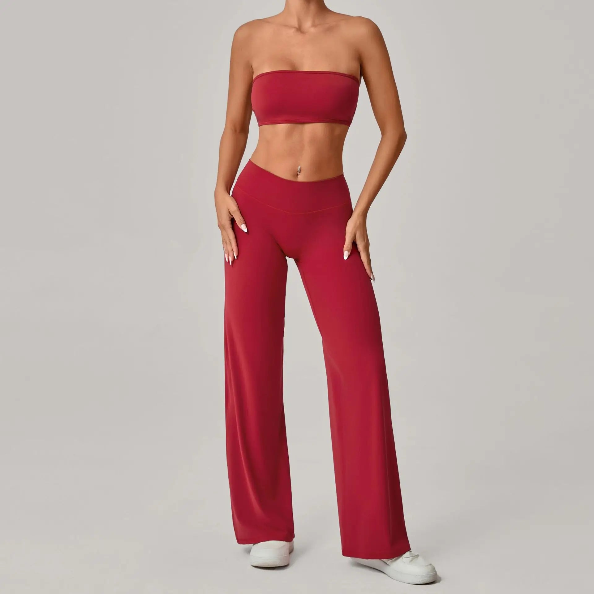 2PCS Yoga Set Women Yoga Pant Workout Tracksuit Sportswear Gym High Waist Straight Leg Bottoms Fitness Bta Sports Suit XP01