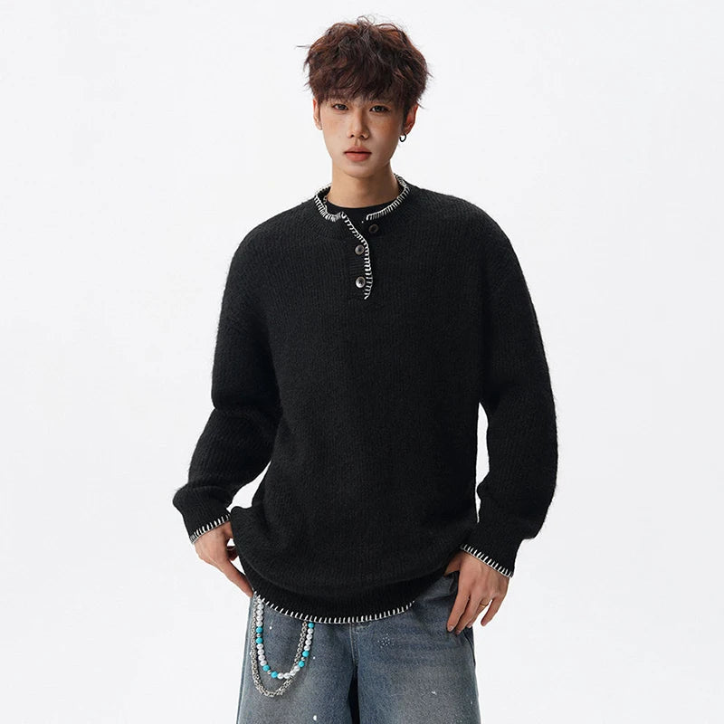 Korean Button Knit Pullover