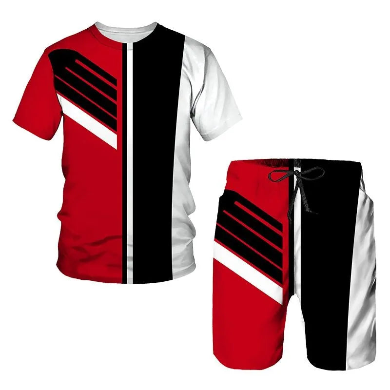 New Men's Tracksuits Summer round neck T-shirt Oversized Men Trend Casual Tracksuits 3D Print T-shirt Shorts 2 Piece Outfit