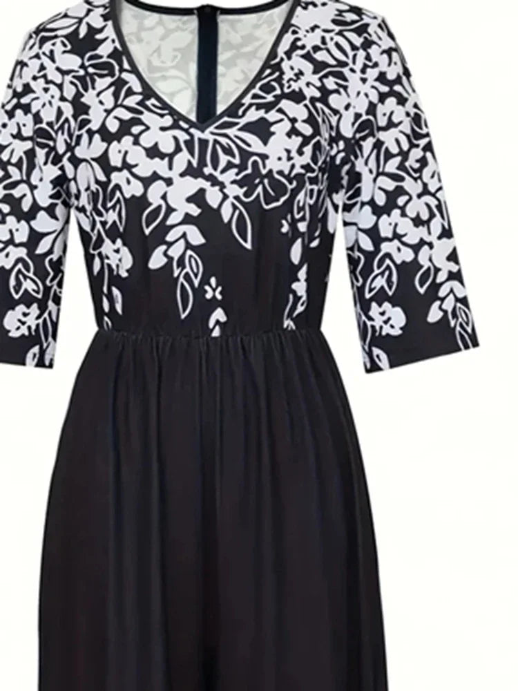 Modern Floral Short Sleeve Jumpsuit