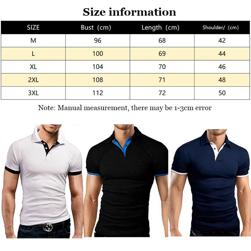 Polo Shirts Men's Casual Short Sleeve Tops Fitness Sports T-shirts Versatile Trendy Breathable Slim Tops Outwear Sportswear Male