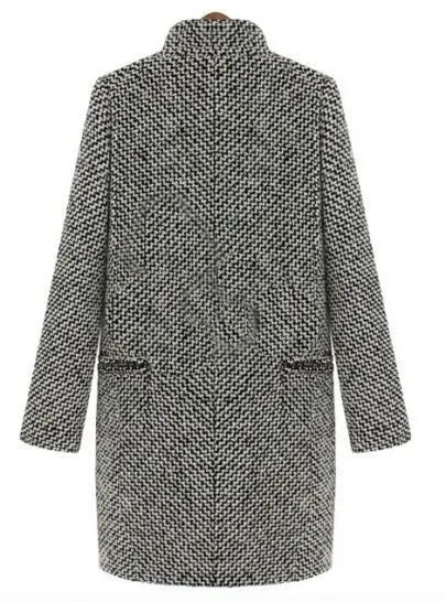 Women's Woolen Coat  Arrive European Female Spring European Leg Houndstooth Windbreaker Jacket Plus Size Long Winter Coat