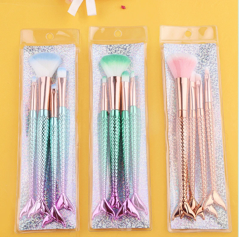 Mermaid Makeup Brushes Set Cosmetic Powder Eye Shadow Foundation Blush Brush Soft Beauty Make Up Tool Maquiagem 6 Color Gradient