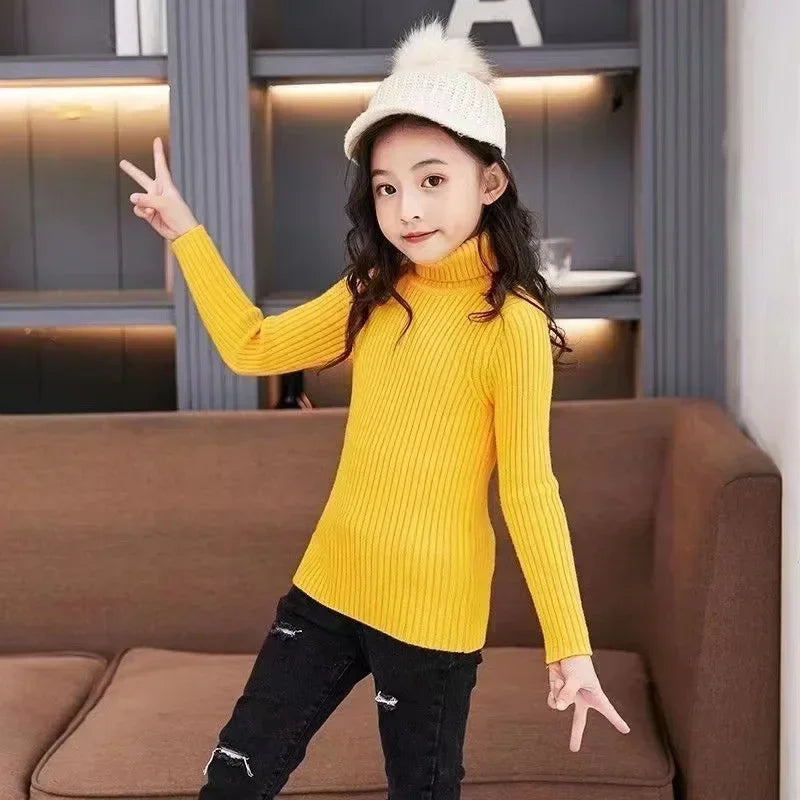 New Sweater Kids Sweaters Autumn Girls Turtleneck Sweaters 1-9Yrs Baby Boys Pullover Winter Knitted Bottoming Boys Sweaters