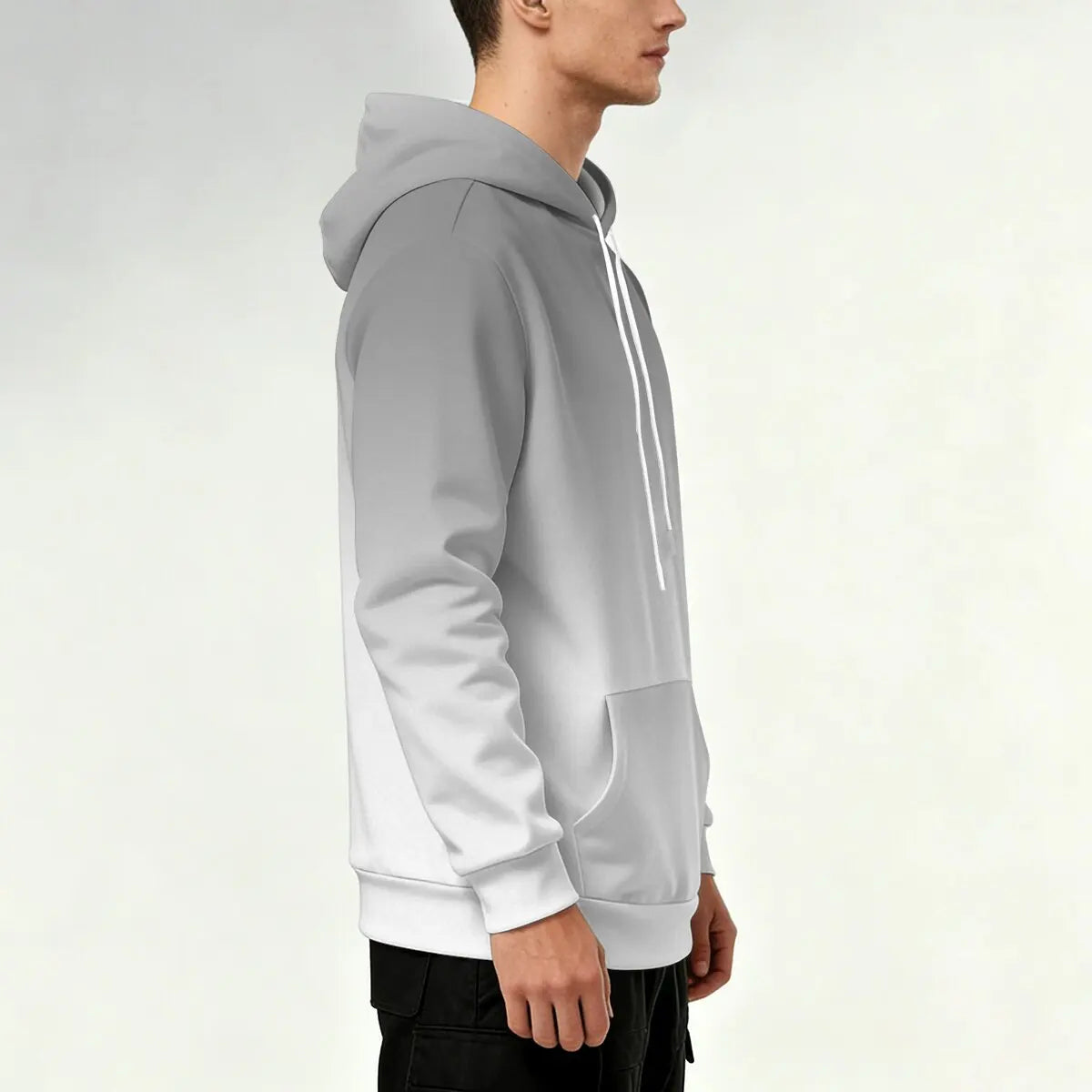 Gray White Gradient Pullover Hoodie