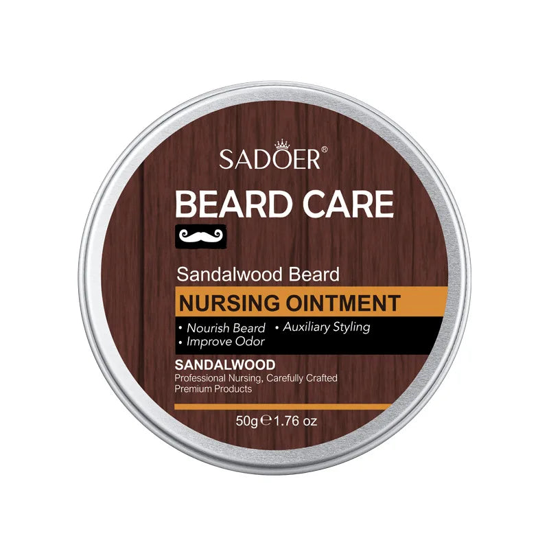 Men's Sandalwood Beard Care Balm Tame Unruly Hairs, Deeply Cleanse & Moisturize Dry Beards, Promote Healthie Thicker Facial Hair