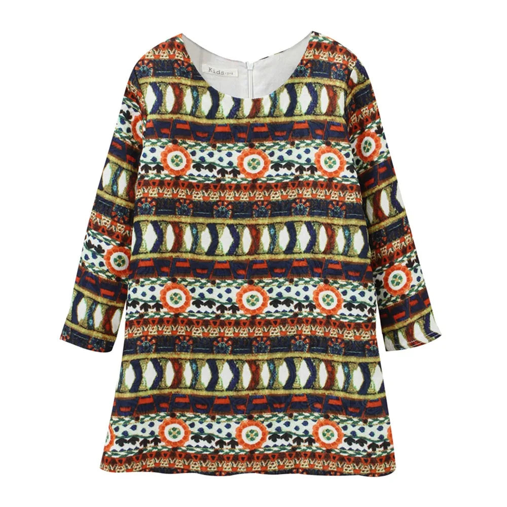 Printed Flower Casual Girls Dress