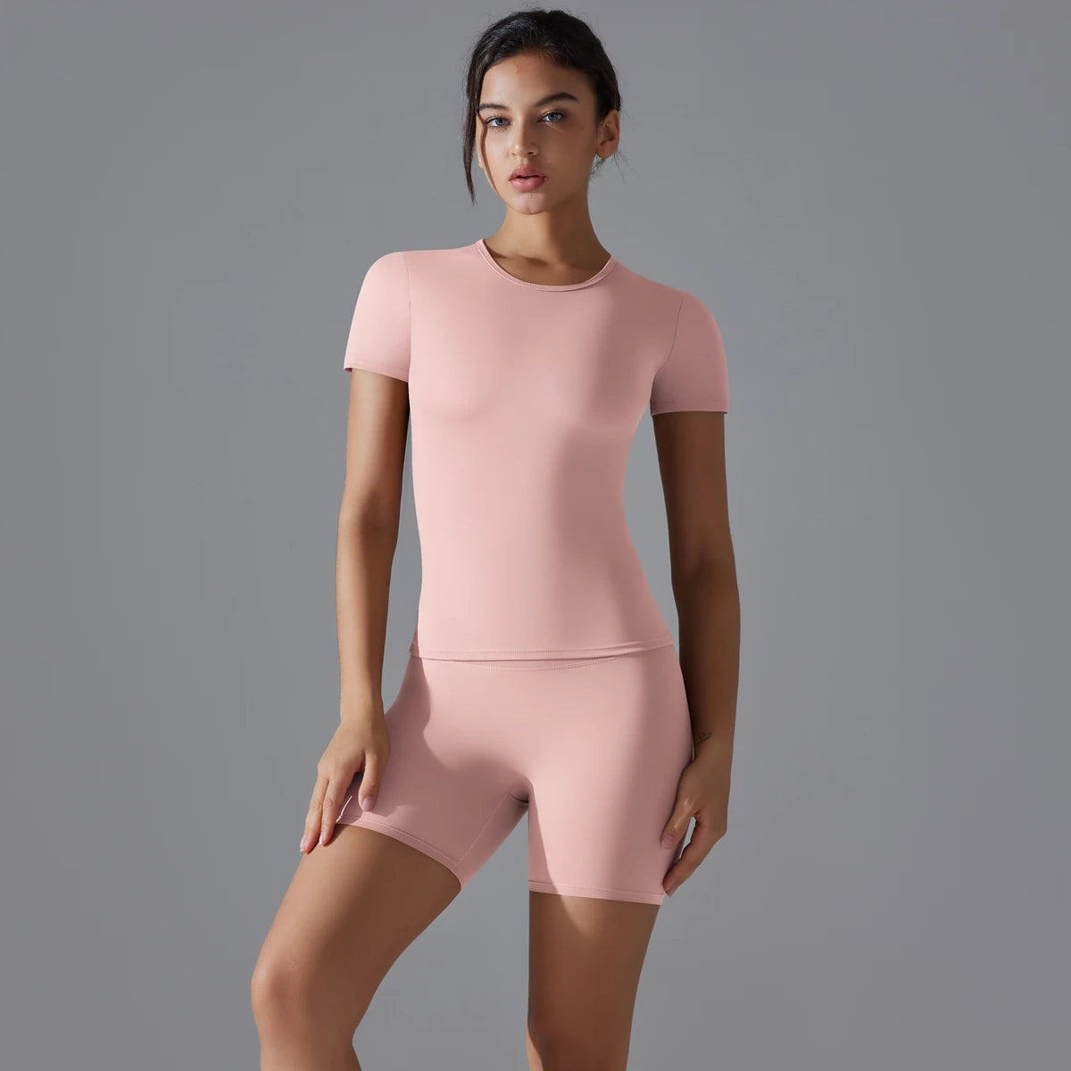 Yoga Set Women Sports Short Sleeve Top With High Waist Leggings Running Jogging Workout Clothes Sports Fitness Gym Sets