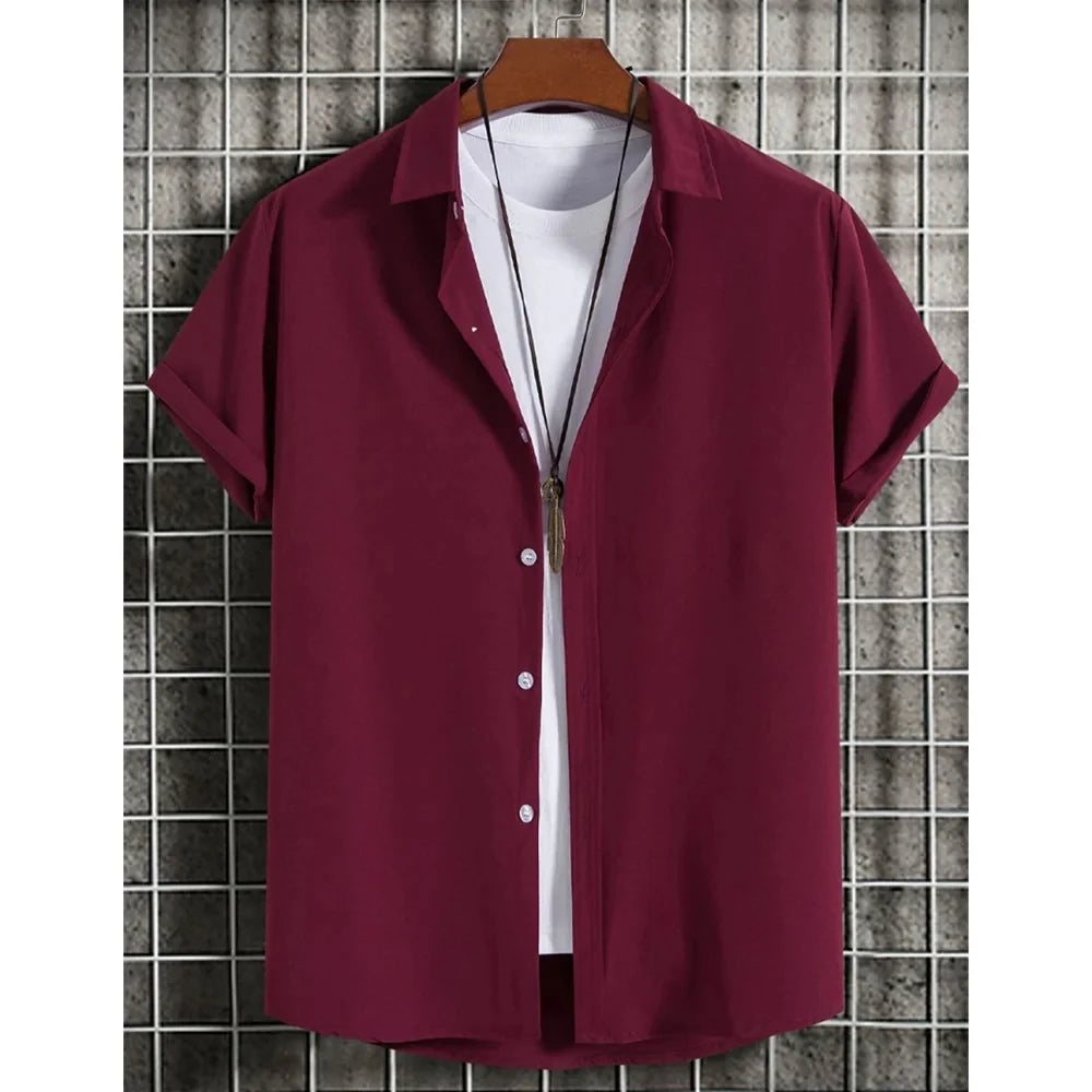 HawaiianMen’s Shirts 3D Solid Color Print Loose Oversized Shirts and Shirts High Quality Men’s Beach Party Sweatshirts Stylish