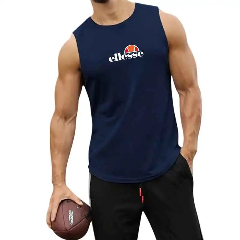 Gym Tank Top Running Sleeveless Shirt Fitness Workout Vest Men Basketball Jersey Training Bodybuilding Workout Stringer Singlets