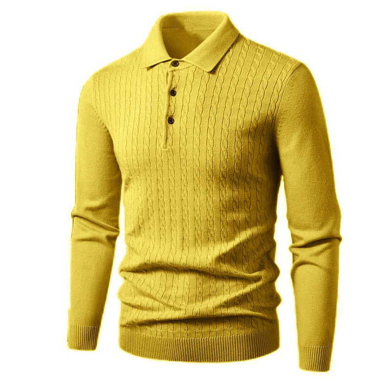 Ribbed Polo Knit Pullover
