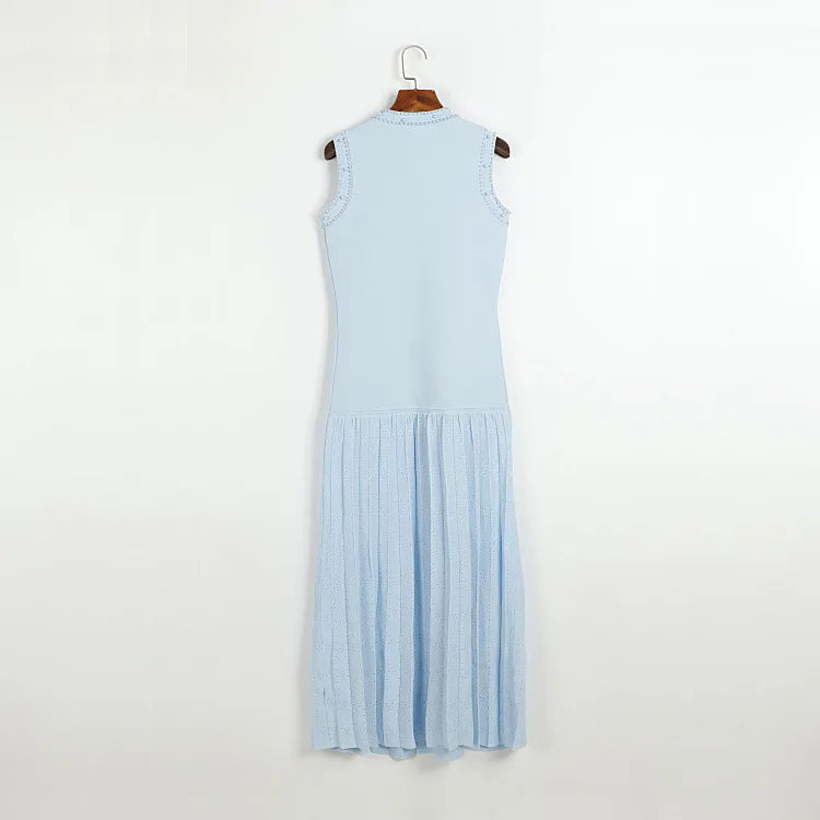 Elegant Knitted Pleated Maxi Dress