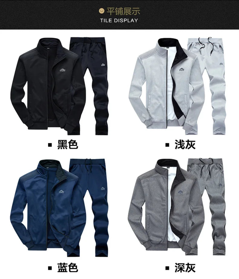 Tracksuits Men Polyester Sweatshirt Sporting Fleece 2026 Gyms Spring Jacket + Pants Casual Men's Track Suit Sportswear Fitness