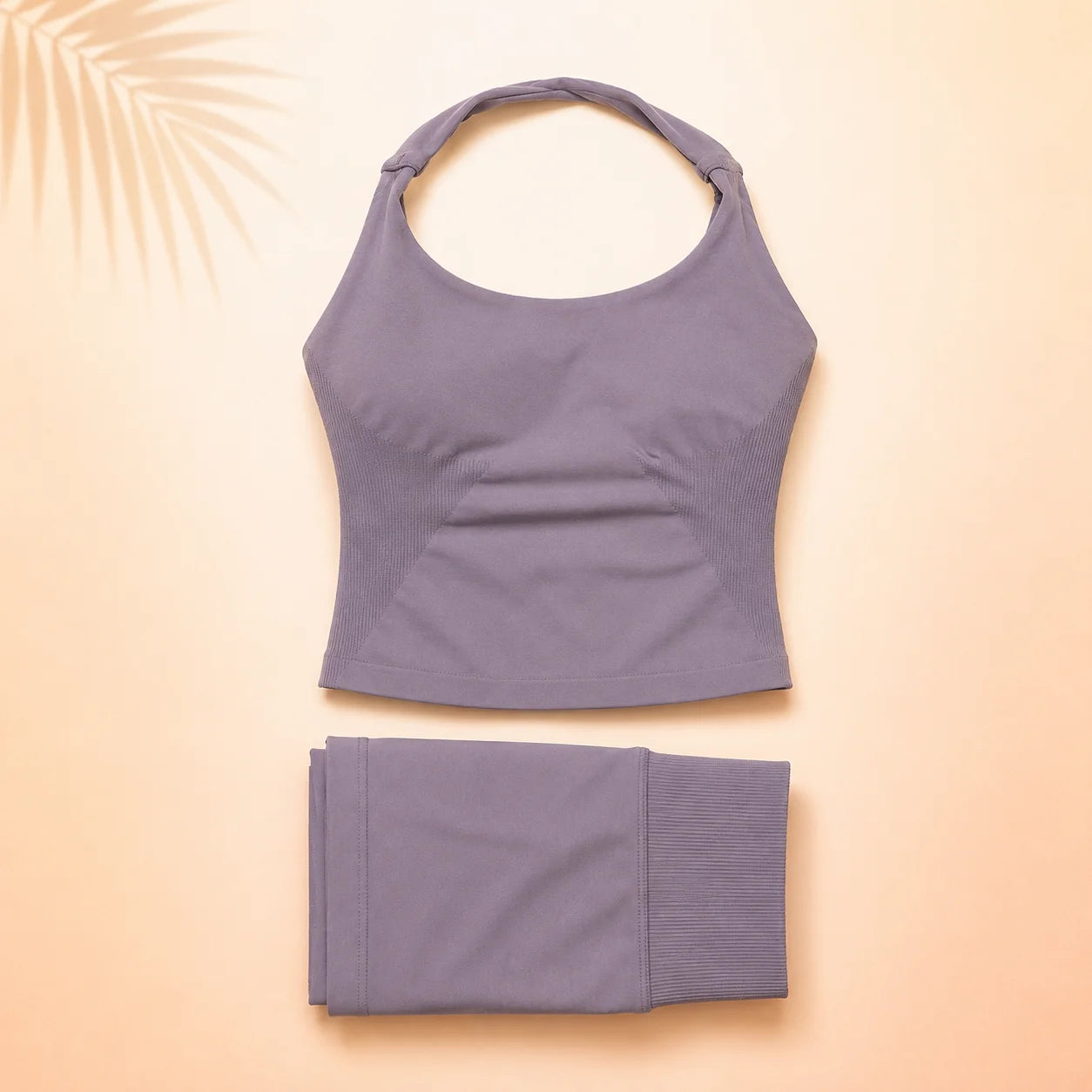 Women Seamless Yoga Set Halter Sports Bra Scrunch Butt Shorts 2 Piece Gym Workout Fitness Activewear High Waist Athletic Outfit