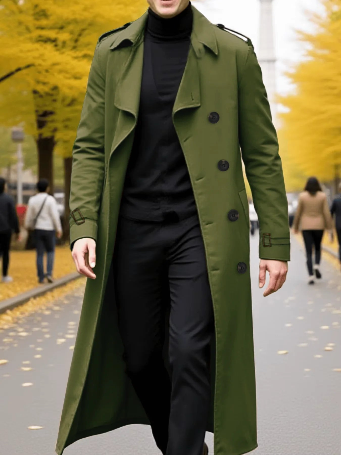 RVHSWDS Double Breasted Long Trench Coat