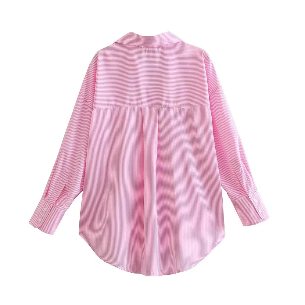 Striped Loose Casual Shirt Women