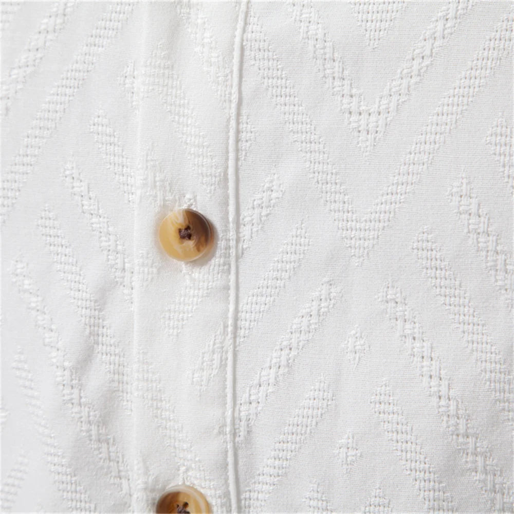 Solid Cotton Half Button Shirt