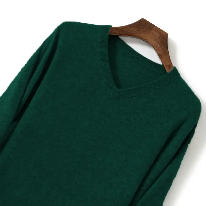 Thick Solid V-Neck Pullover
