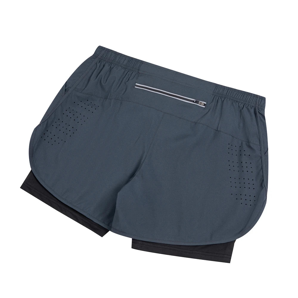 Summer Men's Reflective Running Shorts Fitness Quick Drying Double-Layer Shorts Men's Exercise Training Bodybuilding Shorts