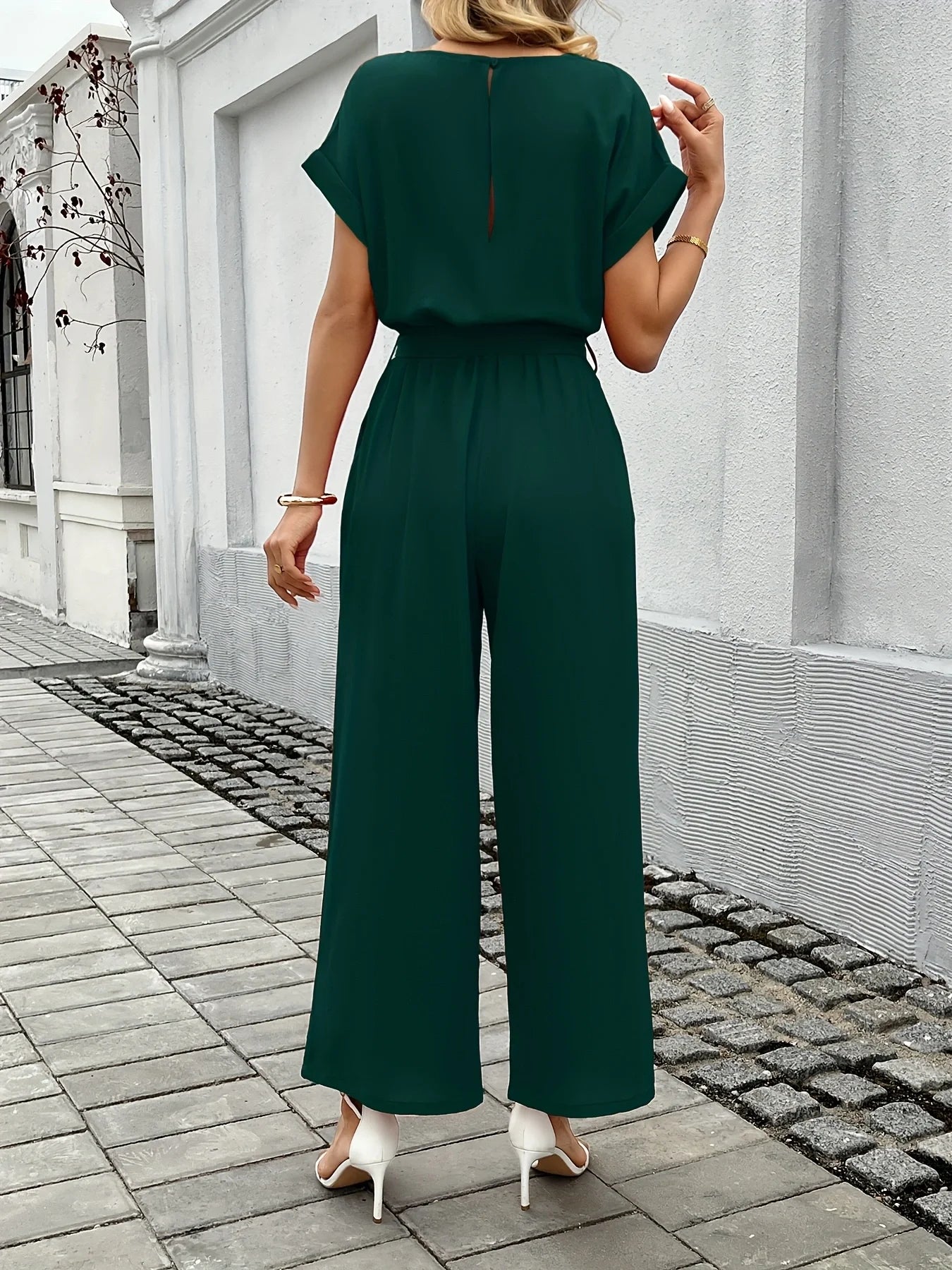 Modern Tie Waist Workwear Jumpsuit