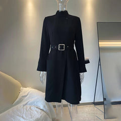 Elegant Turtleneck A-Line Mini Dress