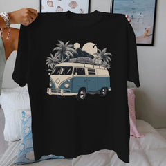 Vintage Camper Van Graphic Cotton T-Shirt