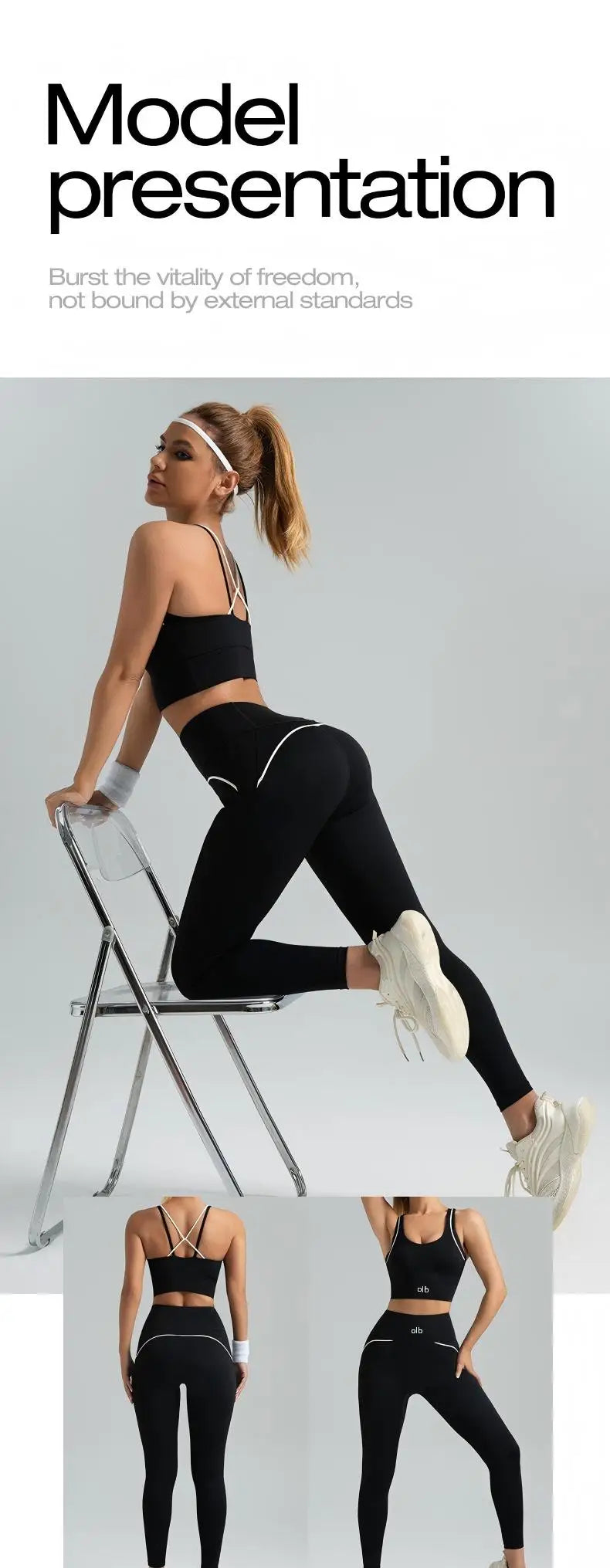 Women's set, slim fit yoga set, high-intensity exercise set, high elasticity, breathable fitness yoga suit
