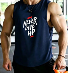 Men's Summer Fitness Muscle Sports Tank Top Breathable Moisture Wicking Loose Sleeveless Quick Dry Training T-Shirt Letter Print