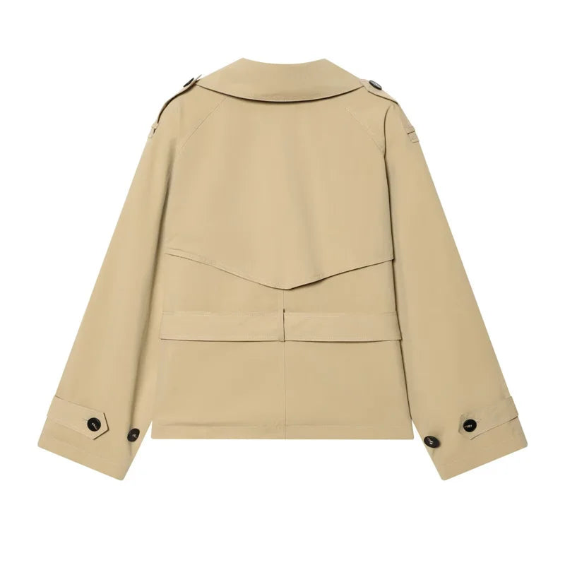 Women's Jacket 2026 New Spring Fashion Khkai Belted Short Jacket for Women Autumn Ladies Jacket Casaul Chic Women Outerwear