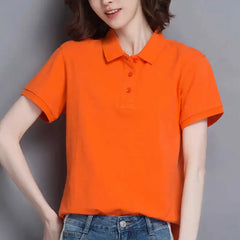 Minimal Button Polo Tee Women