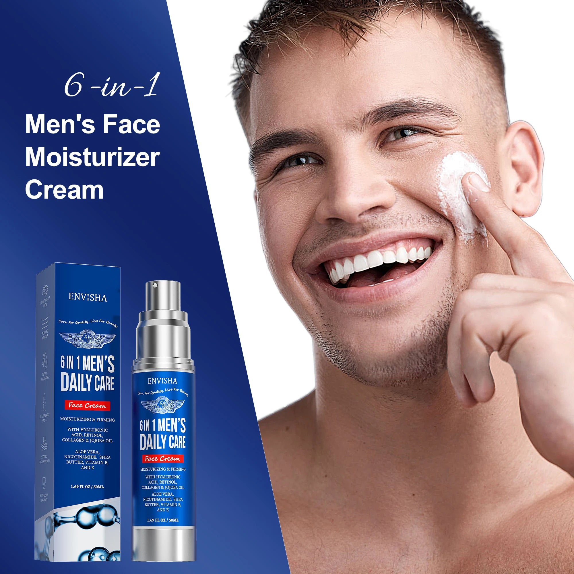 ENVISHA 6 IN 1 Men's Face Skin Care Cream Anti-aging Moisturizing Whitening Firming Skin Products Collagen Beauty Health