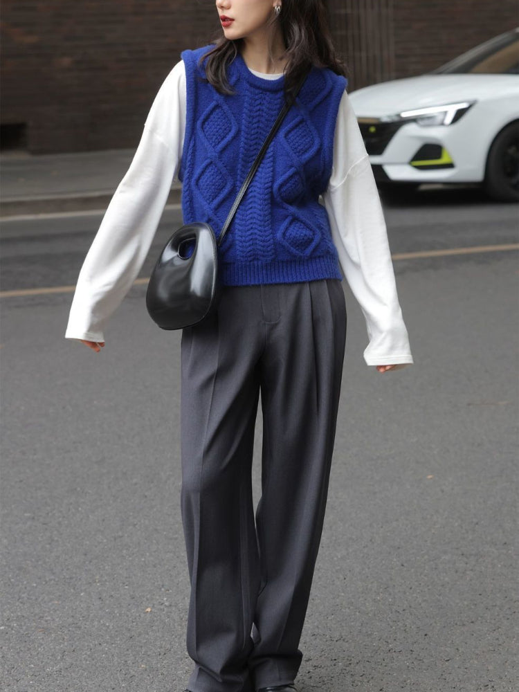 Minimal Knit Sweater Vest Women