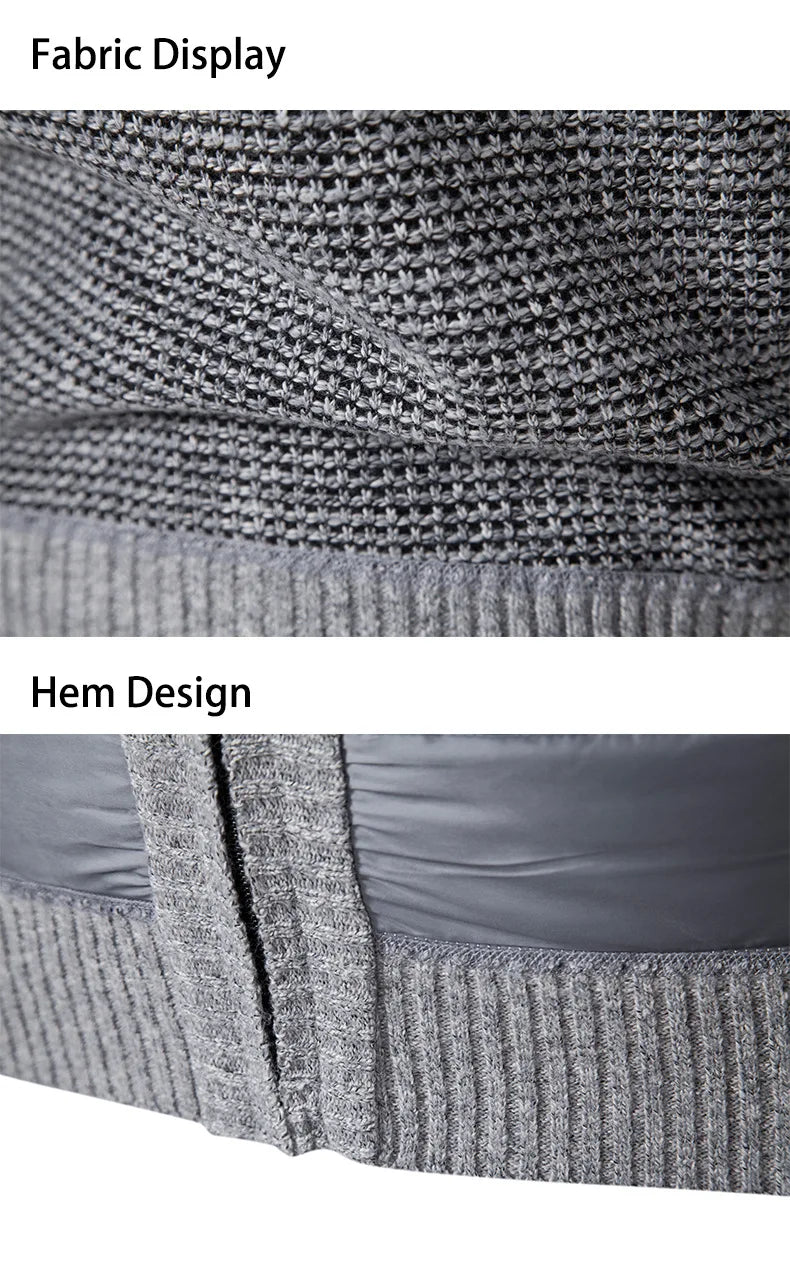 Autumn Winter Sweaters for Men Casual Knitted Sweaters Large Size Solid Color Plus Velvet Cardigan Knitted Sweater Cotton Coat