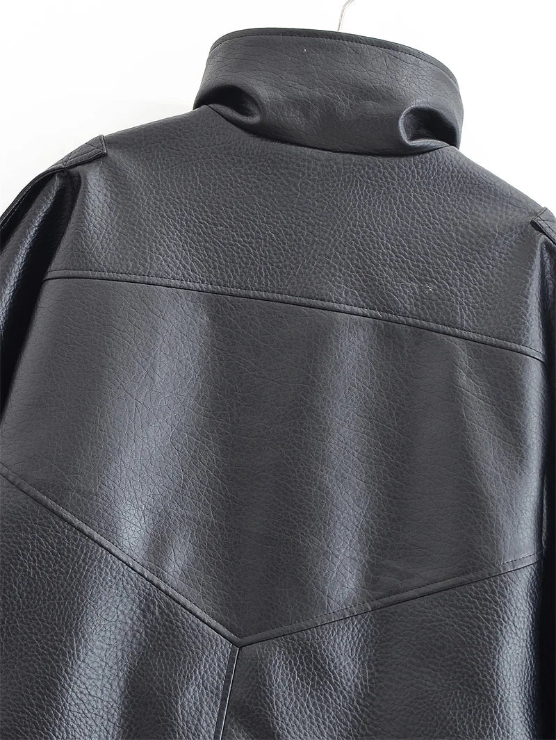 Black Faux Leather Moto Jacket