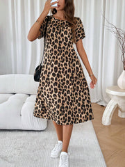 Retro Leopard Print Summer A-Line Dress