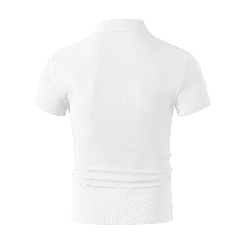 2026 New Men's Casual and Fashionable Simple Collared Short Sleeved Polo Shirt Summer Comfortable Breathable and Versatile Top