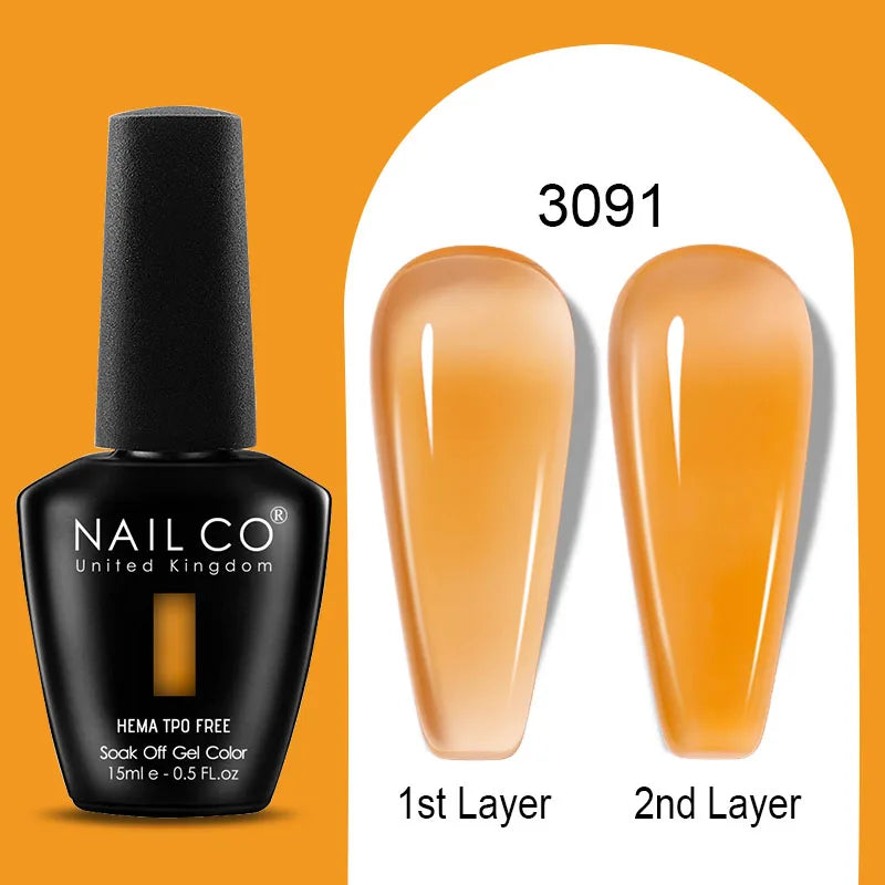 NAILCO 15ml Colorful Jelly Gel Nail Polish Gorgeous Color HEMA TPO FREE Soak Off UV LED Semi Permanent Long Wear Gel Varnish
