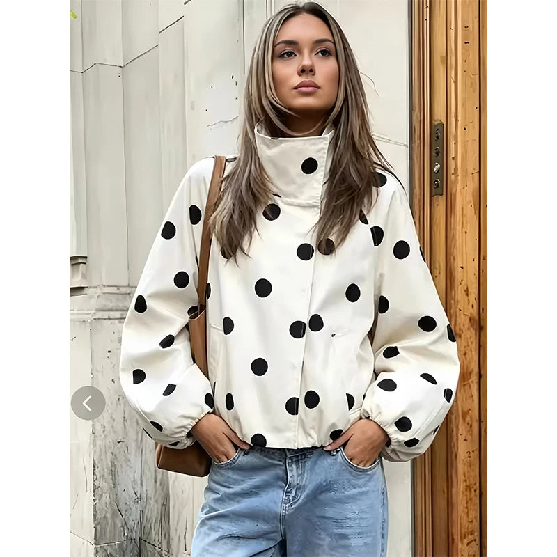 Women's Jackets Fashion Polka Dot Jacket Autumn Women Long Sleeve Loose Jackets Coats Streetwear Female Outerwear Tops