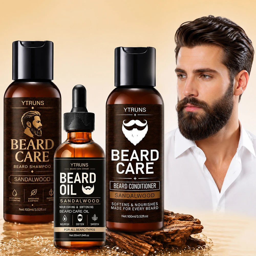 Men's Beard Oil Set, Moisturizing Beard Care Serum for Softening Dry Rough Hair, Enhancing Shine and Smooth Groomed Look