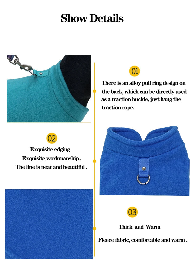 D-Ring Warm Fleece Dog Vest