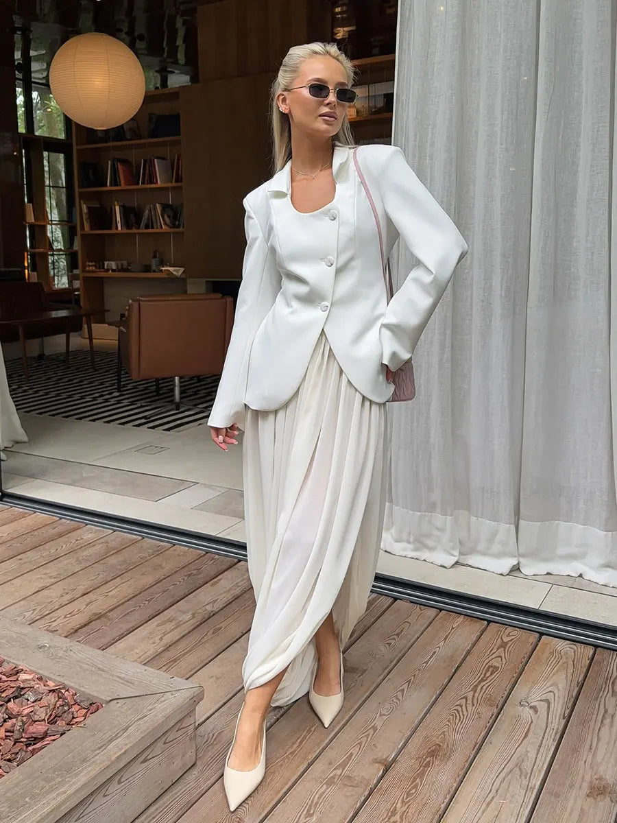 Irregular Skirt for Women Spring Summer New Elegant Street Style Skirt Women's Fashion Loose Ruched Draped Side Split Maxi Skirt
