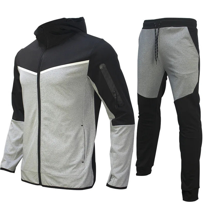 Luxury Brand Men Tracksuits 2-piece Set Black Sports Suit Tracksuits Jogging Men's Clothing Sweatpants Zip Sweatshirts Techwear