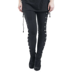 Gothic Leggings Black Vintage Women Punk Lace Up Bottoms Steampunk Pants Leggins Mujer Women Long Pencil Pants Trousers