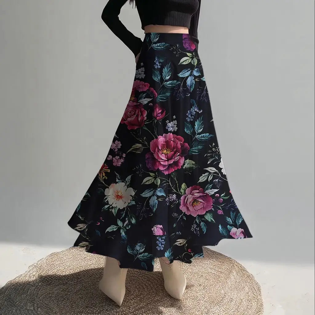 Women's Skirts Niche Specialty Fancy Skirts Versatile Bot Large Swings Fashionable Floral Skirts