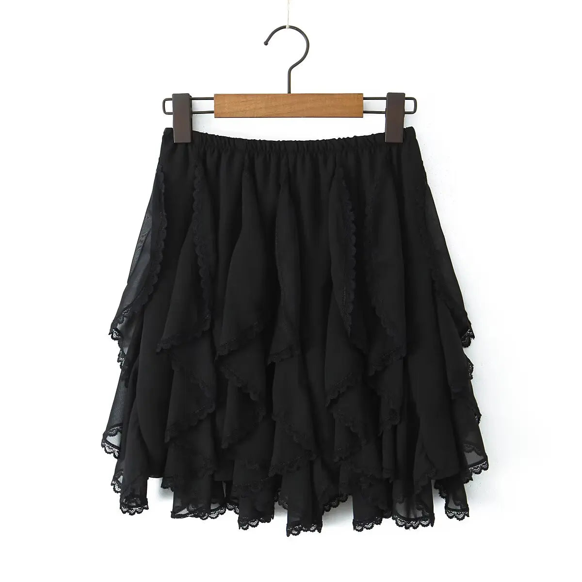 Summer Clothes Pleated Skirts Women Mini Skirts Luxury Designer Ruffle Skirts Elegant Japanese Y2k Black Lace Skirts Lace Trim