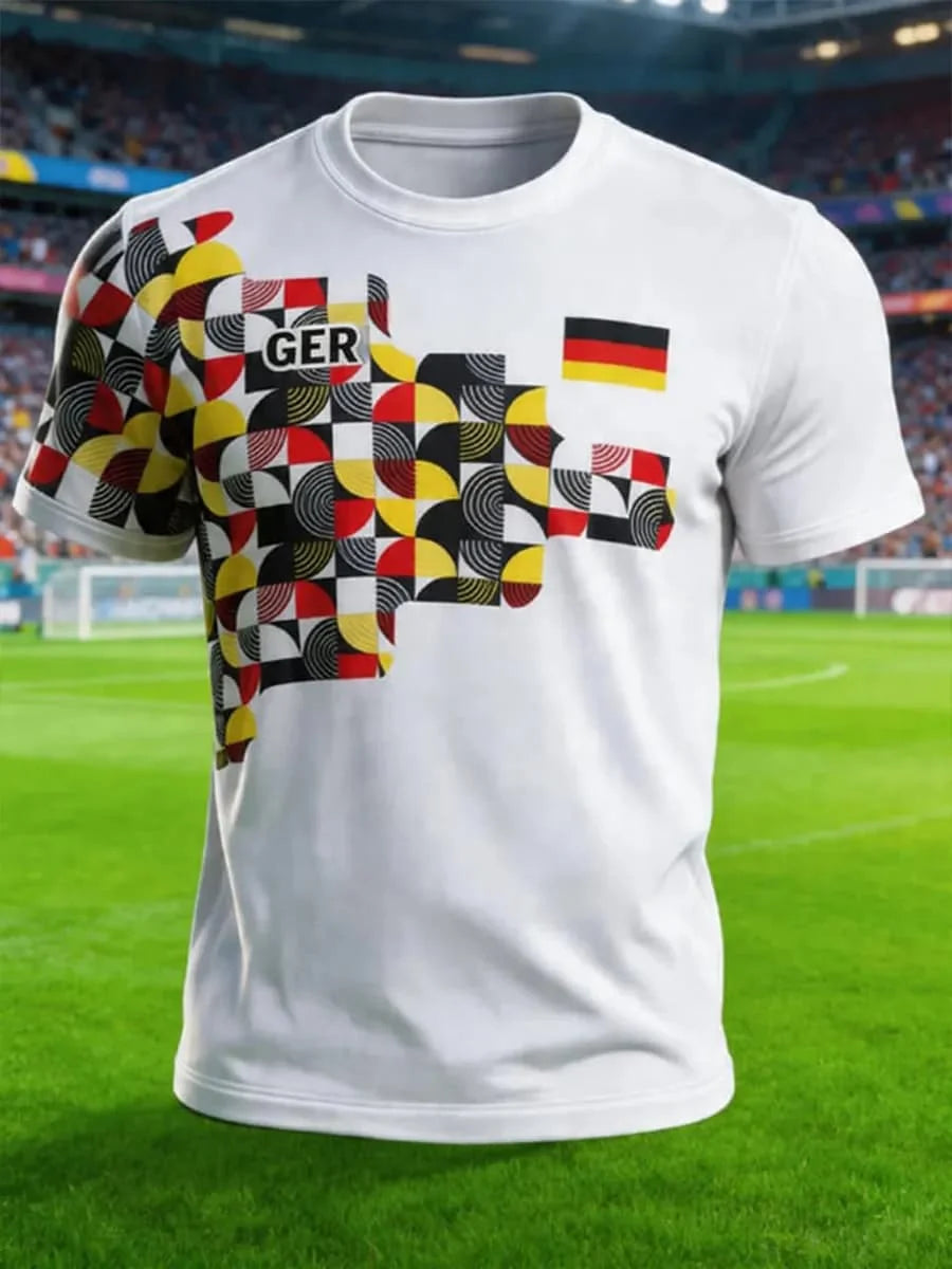 2026 New Germany National Team White Football Jersey Men's Crew Neck Sportswear with Flag & Eagle Print Casual & Training Tops