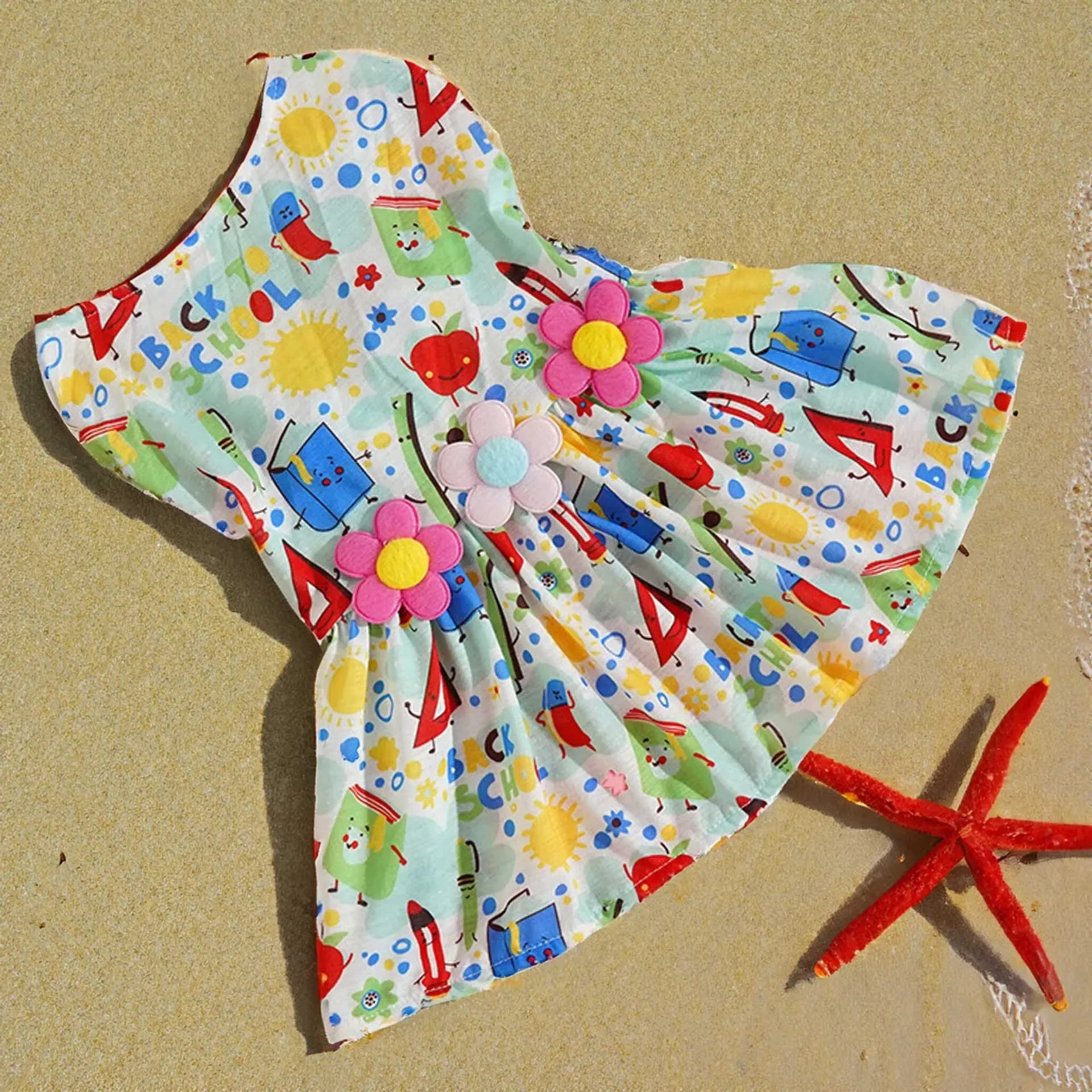 Adorable Printed Puppy Summer Dress